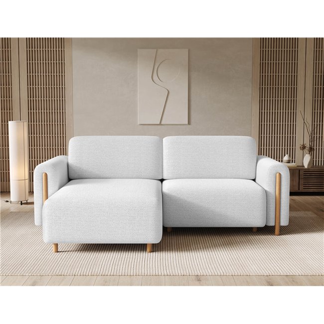 Corner sofa Elcossta L, sleeping function, Royal 01, boucle, white, H95x244x154cm