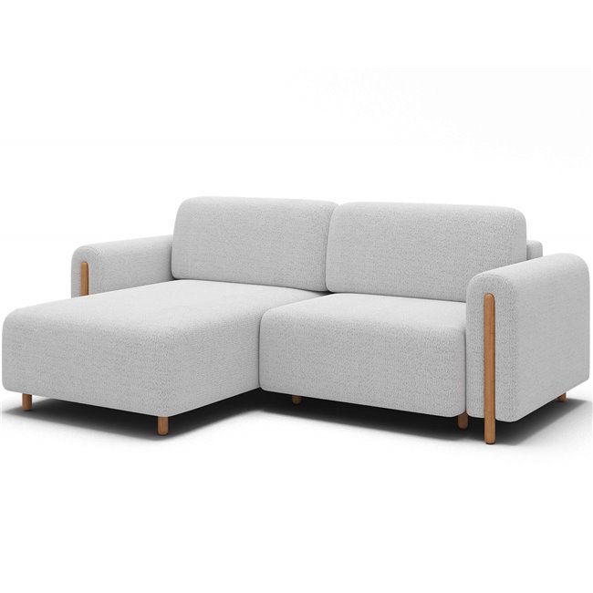 Corner sofa Elcossta L, sleeping function, Royal 01, boucle, white, H95x244x154cm