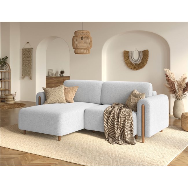Corner sofa Elcossta L, sleeping function, Royal 01, boucle, white, H95x244x154cm