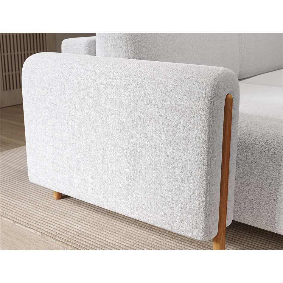 Corner sofa Elcossta L, sleeping function, Royal 01, boucle, white, H95x244x154cm