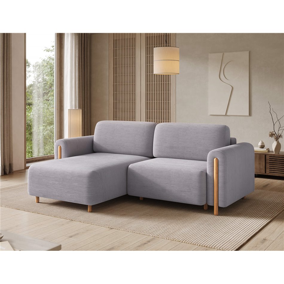 Corner sofa Elcossta L, sleeping function, Jarell 03, corduroy, grey, H95x244x154cm
