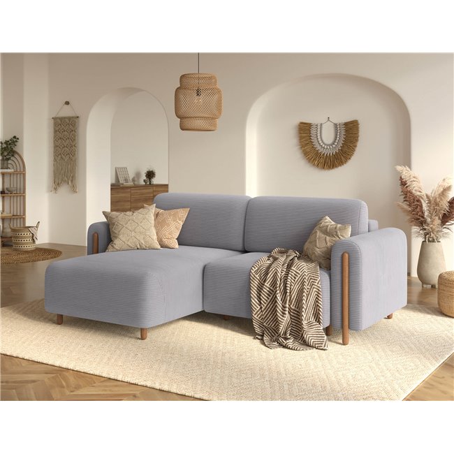 Corner sofa Elcossta L, sleeping function, Jarell 03, corduroy, grey, H95x244x154cm