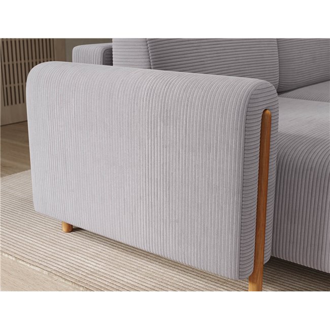 Corner sofa Elcossta L, sleeping function, Jarell 03, corduroy, grey, H95x244x154cm