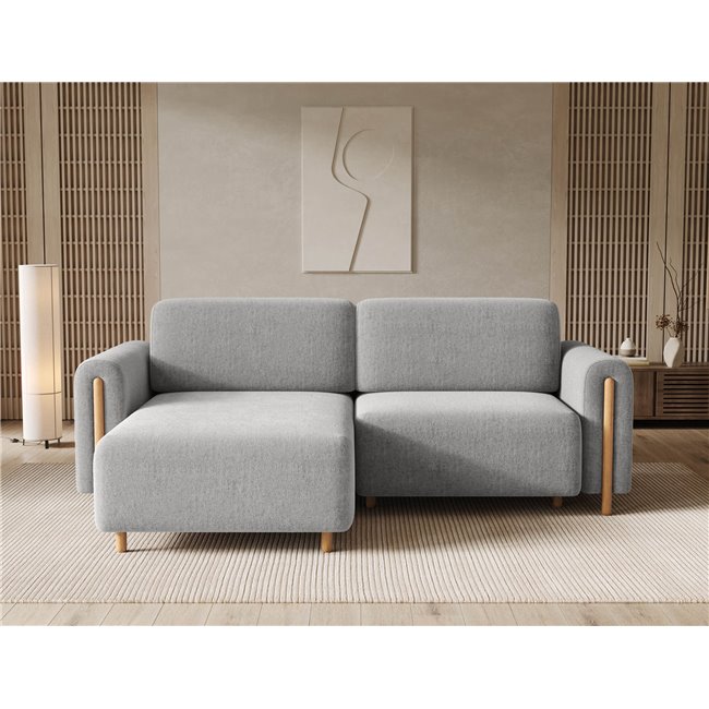 Corner sofa Elcossta L, sleeping function, Amore 04, boucle, grey, H95x244x154cm