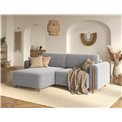 Corner sofa Elcossta L, sleeping function, Amore 04, boucle, grey, H95x244x154cm