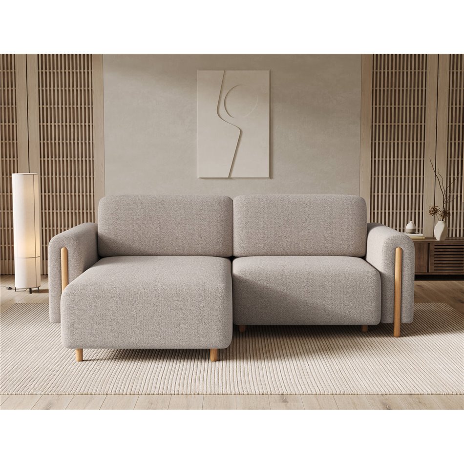 Corner sofa Elcossta L, sleeping function, Royal 18, boucle, beige, H95x244x154cm