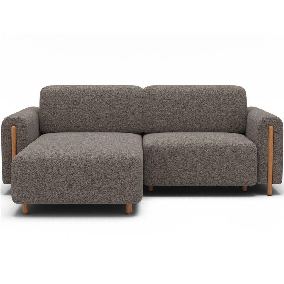 Corner sofa Elcossta L, sleeping function, Royal 20, boucle, brown, H95x244x154cm