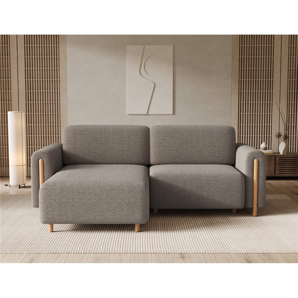 Corner sofa Elcossta L, sleeping function, Royal 20, boucle, brown, H95x244x154cm