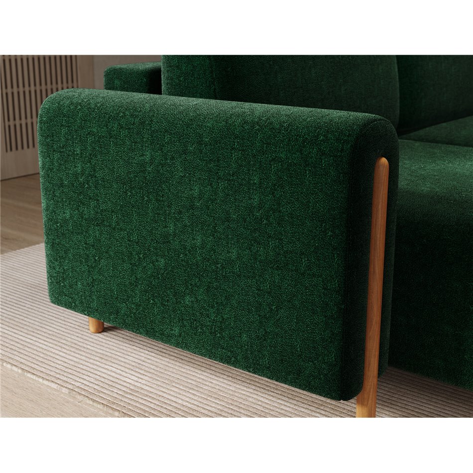 Corner sofa Elcossta L, sleeping function, Amore 35, boucle, dark green, H95x244x154cm