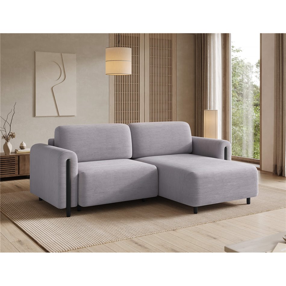 Corner sofa Elcossta R, sleeping function, Jarell 03, corduroy, grey, H95x244x154cm