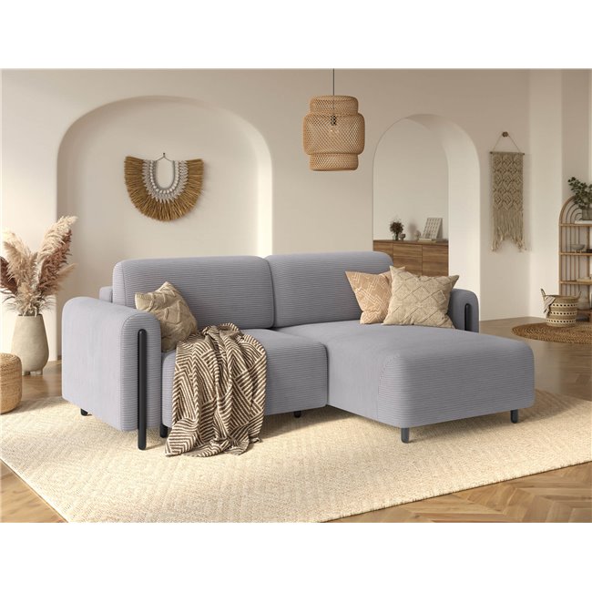Corner sofa Elcossta R, sleeping function, Jarell 03, corduroy, grey, H95x244x154cm