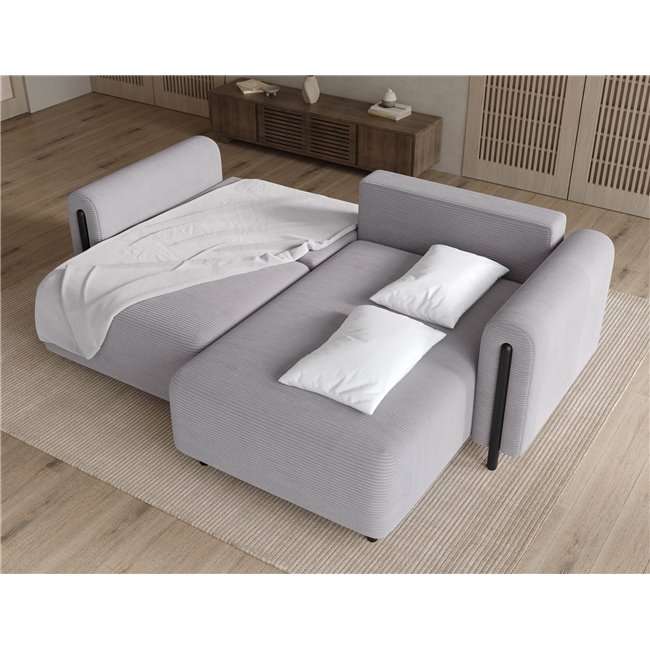 Corner sofa Elcossta R, sleeping function, Jarell 03, corduroy, grey, H95x244x154cm