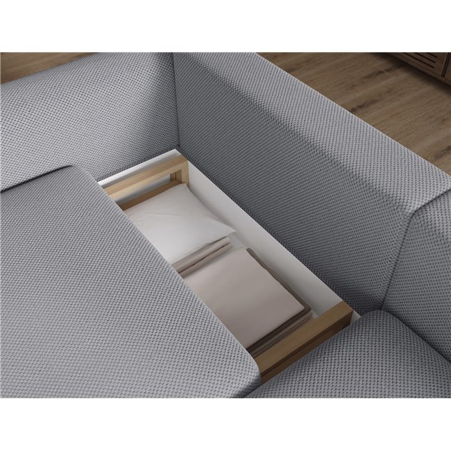 Corner sofa Elcossta R, sleeping function, Calmora 05, grey, H95x244x154cm
