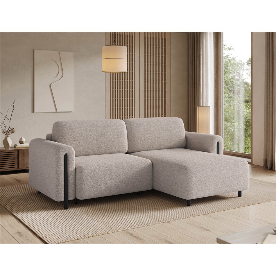 Corner sofa Elcossta R, sleeping function, Royal 18, boucle, beige, H95x244x154cm