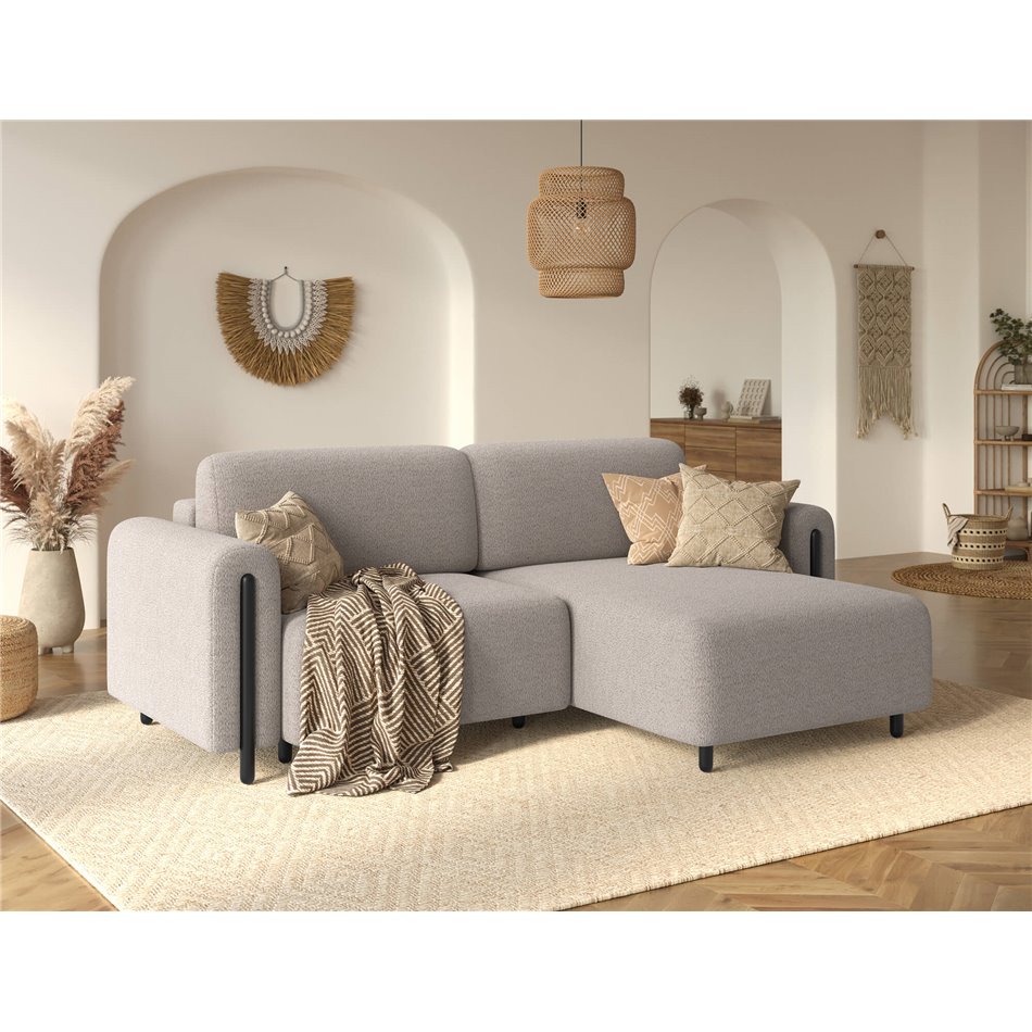 Corner sofa Elcossta R, sleeping function, Royal 18, boucle, beige, H95x244x154cm