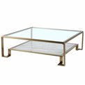 Coffee table Eda ST, metal/glass, champagne gold color/clear,120x120cm H40cm