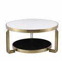 Coffee table Edingen ST, sintered stone/metal, champagne gold color/white/black, D90cm H45cm