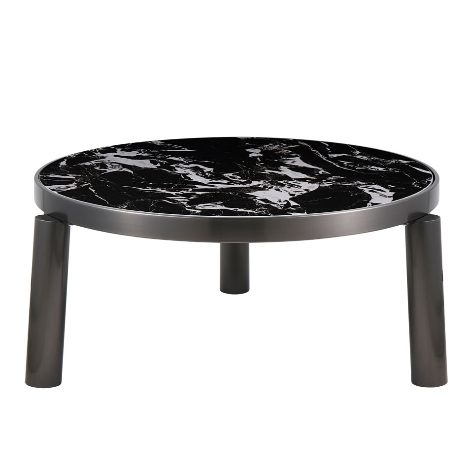 Coffee table Edland ST, sintered stone/metal, D90cm H40cm
