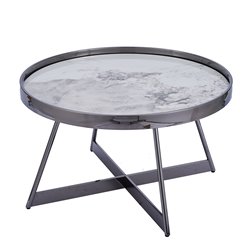 Coffee table Egling ST, sintered stone/metal, D80cm H45cm