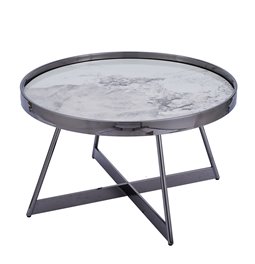 Coffee table Egling ST, sintered stone/metal, D80cm H45cm