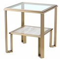 Side table Eda ST, metal/glass, champagne gold color/clear, 50x50cm H55cm