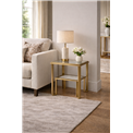 Side table Eda ST, metal/glass, champagne gold color/clear, 50x50cm H55cm