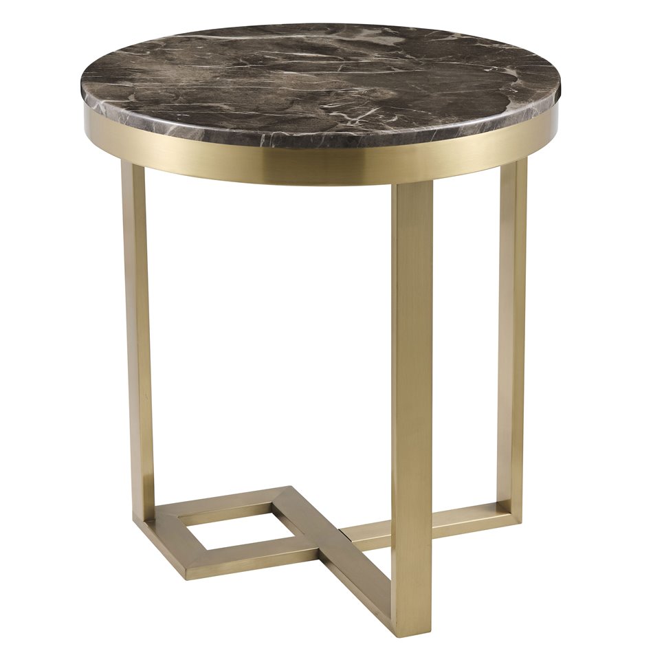Side table Ediston ST, artificial marble/metal, D50cm H55cm