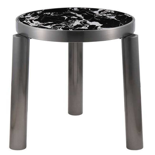 Side table Edland ST, sintered stone/metal, D55cm H55cm