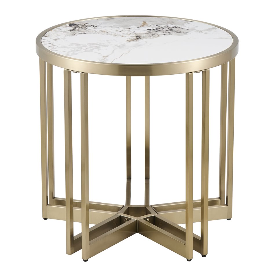 Side table Eferding ST, sintered stone/metal, D55cm H55cm