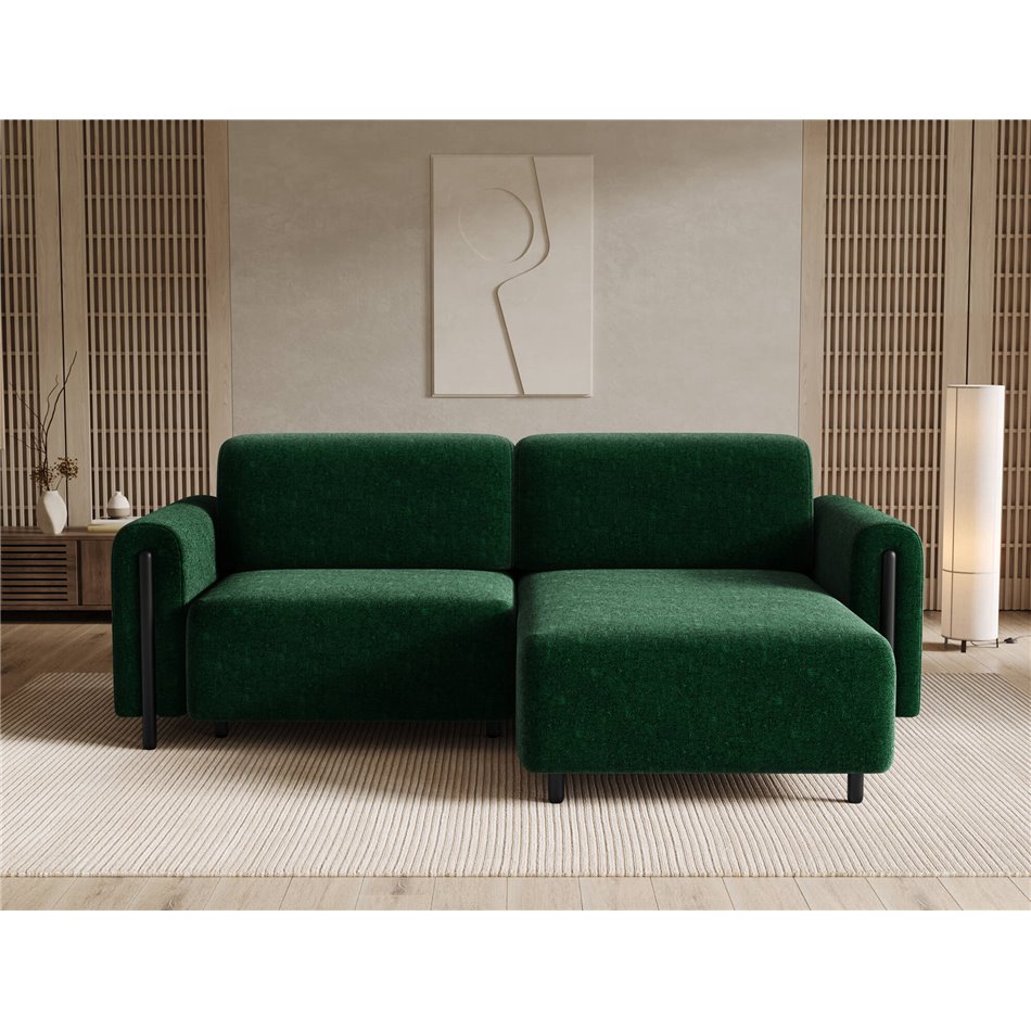 Corner sofa Elcossta R, sleeping function, Amore 35, boucle, dark green, H95x244x154cm