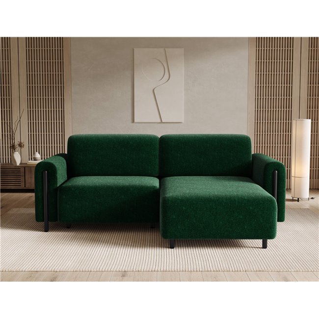 Corner sofa Elcossta R, sleeping function, Amore 35, boucle, dark green, H95x244x154cm