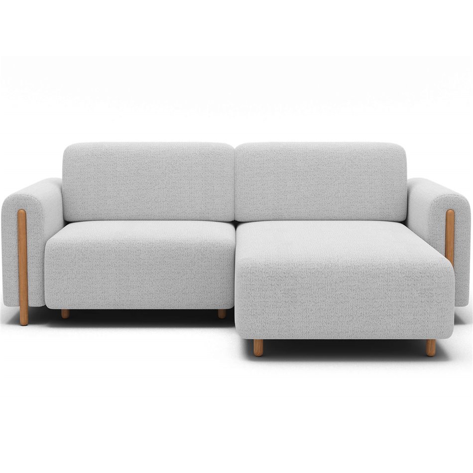 Corner sofa Elcossta R, sleeping function, Royal 01, boucle, white, H95x244x154cm