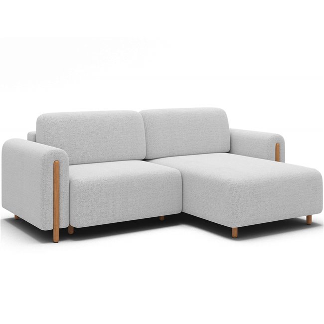 Corner sofa Elcossta R, sleeping function, Royal 01, boucle, white, H95x244x154cm