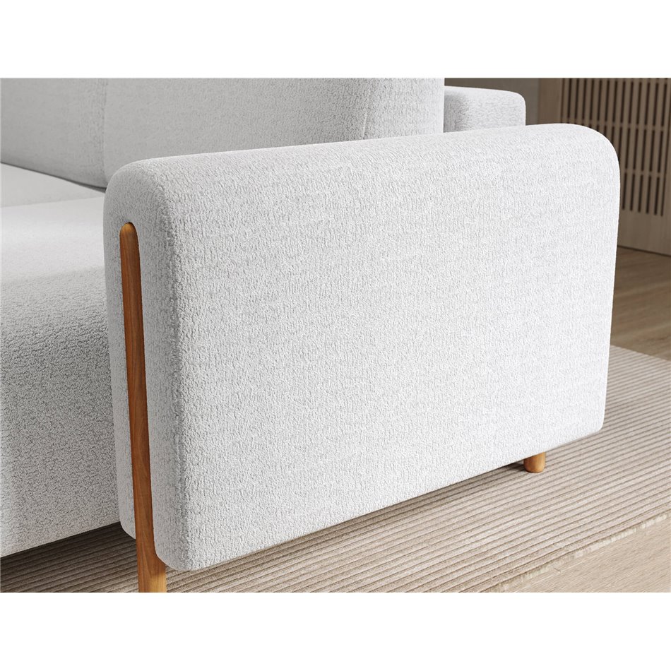Corner sofa Elcossta R, sleeping function, Royal 01, boucle, white, H95x244x154cm