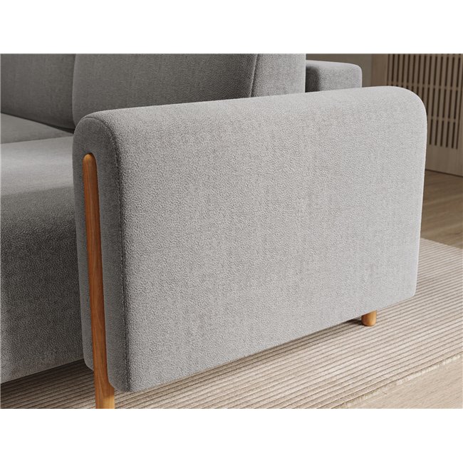 Corner sofa Elcossta R, sleeping function, Amore 04, boucle, grey, H95x244x154cm
