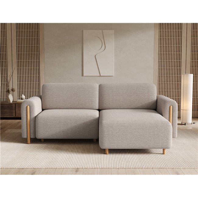 Corner sofa Elcossta R, sleeping function, Royal 18, boucle, beige, H95x244x154cm