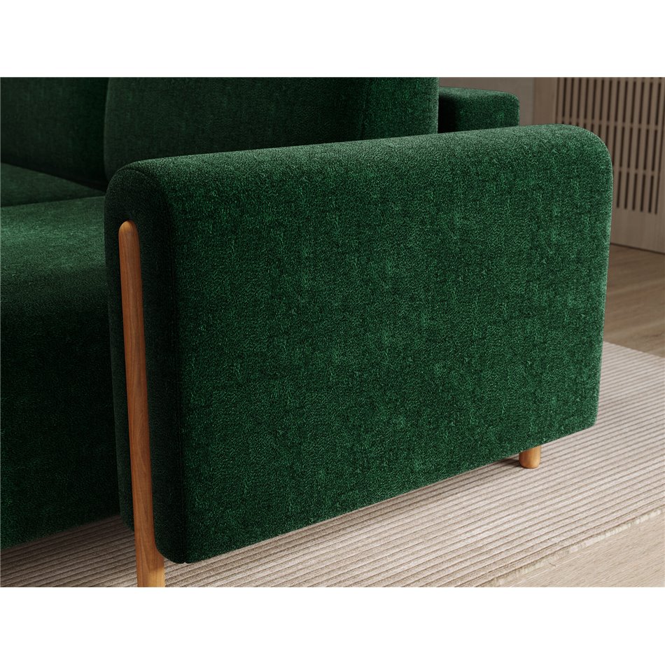 Corner sofa Elcossta R, sleeping function, Amore 35, boucle, dark green, H95x244x154cm