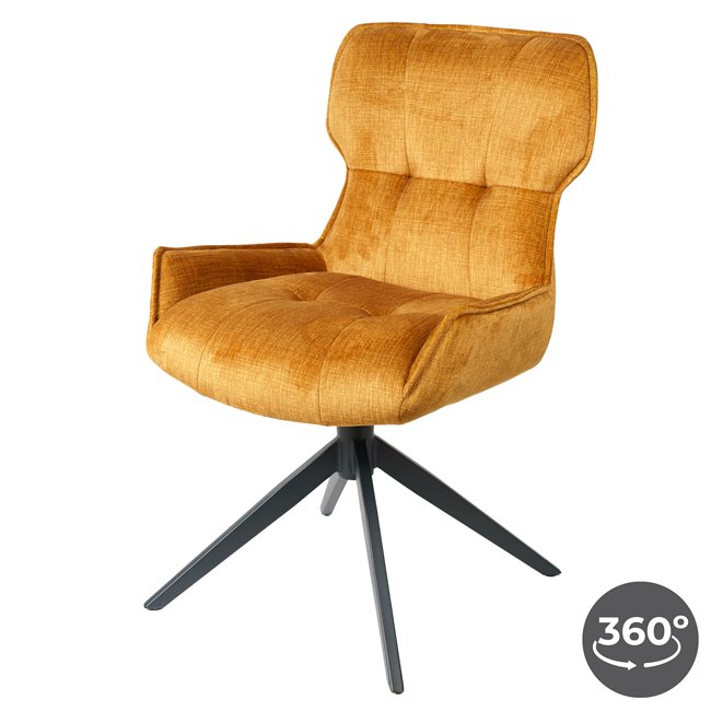 Dining chair Filetino, rotatable 360 degrees, mustard, H89x63.5x55cm, seat height 50cm
