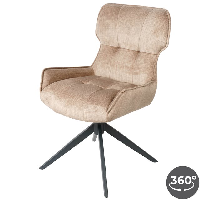 Dining chair Filetino, rotatable 360 degrees, light brown, H89x63.5x55cm, seat height 50cm