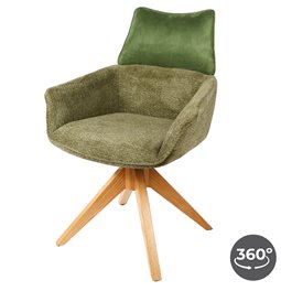 Dining chair Fango 37, rotatable 360 degrees, green/natural, H89x63.5x55cm, seat height 49cm