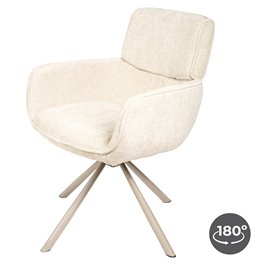 Dinning chair Lappi, rotatable 180 degrees, taupe/ivory, H86x65x61cm, seat height 50.5cm 