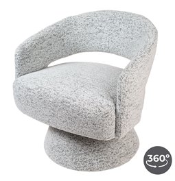 Armchair Delle, swivel 360, white/grey, H72x71x72cm, seat H45cm