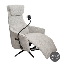 Electric recliner Olivy 112, 2 motors, gray-white, rotatable 360 degrees, H86-115x76x74-171cm, seat height 44-48cm