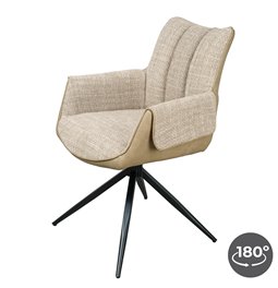 Dining chair Trinta 03, beige/light brown, rotatable 180 degrees, H87.5x61x64cm, seat height 49.5cm