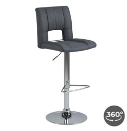 Bar stool Asylva, rotatable 360 degrees, dark grey, H115x41.5x52cm, seat height 62-83cm