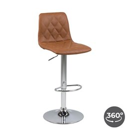 Bar stool Amu, rotatable 360 degrees, brown, H110x40x48.5cm, seat height 61-82cm