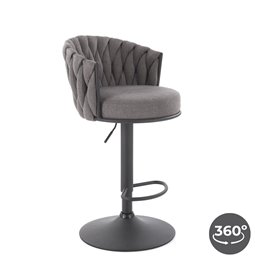 Bar chair Havigen H125, rotatable 360 degrees, grey/black, steel/polyester, H90-105cm 54x53cm 