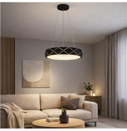 Pendant lamp Rully black, H18-110cm, D50cm, LED 28.8W, 3000K, 2300lm