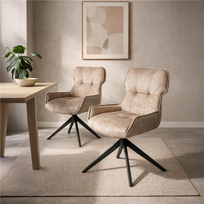 Dining chair Filetino, rotatable 360 degrees, light brown, H89x63.5x55cm, seat height 50cm