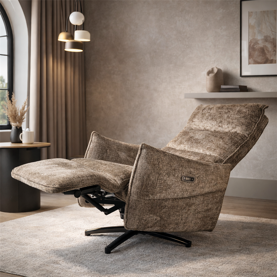 Electric recliner Amandy cremona-24 K, 2 motors, brown, rotatable 360 degrees, H74-110x76x90-158cm, seat height 40-51cm